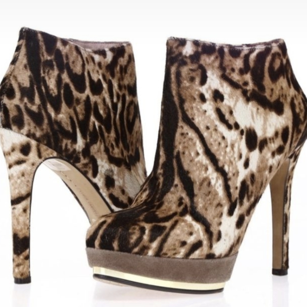 Vince Camuto Brown Tan Ankle Booties with Stiletto Heel